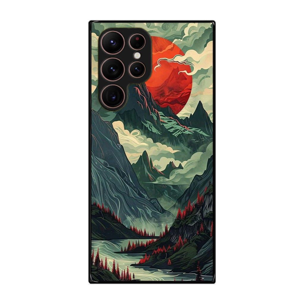 Crimson Moon Over Silent Peaks Samsung Galaxy S22 Ultra 5G Case
