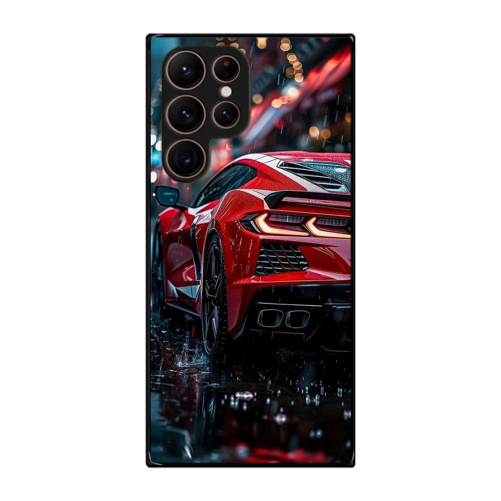 Red Sport Car in the Rain Samsung Galaxy S22 Ultra 5G Case