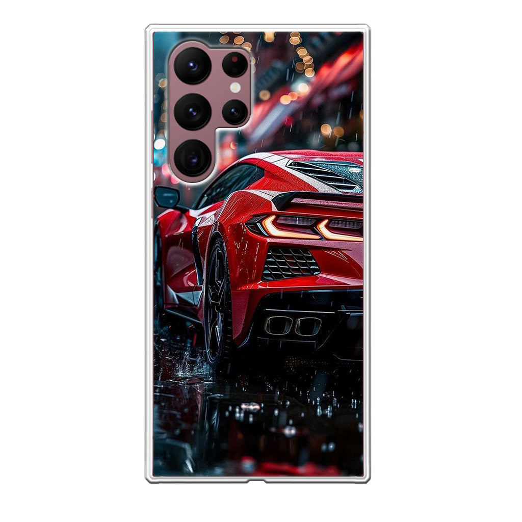 Red Sport Car in the Rain Samsung Galaxy S22 Ultra 5G Case