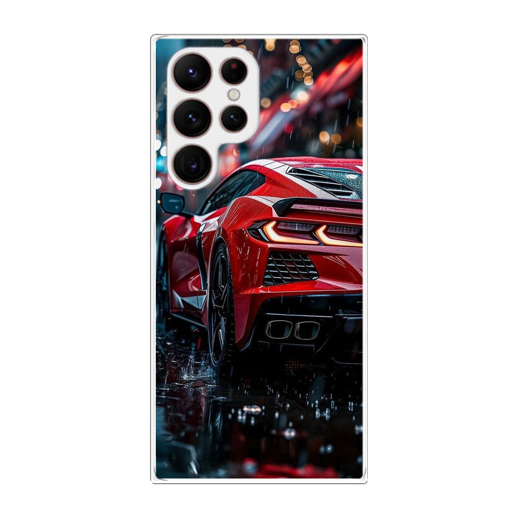 Red Sport Car in the Rain Samsung Galaxy S22 Ultra 5G Case