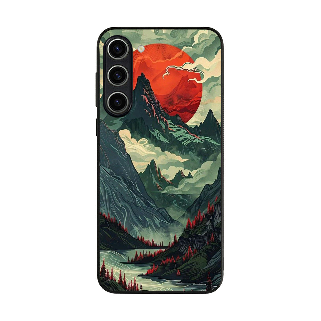 Crimson Moon Over Silent Peaks Samsung Galaxy S23 / S23 Plus Case