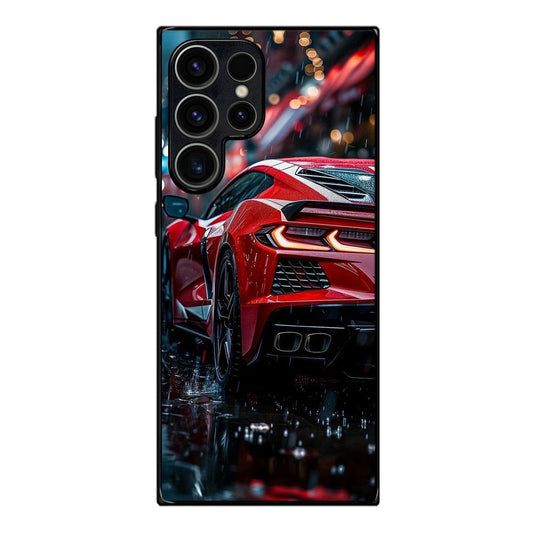 Red Sport Car in the Rain Samsung Galaxy S23 Ultra Case