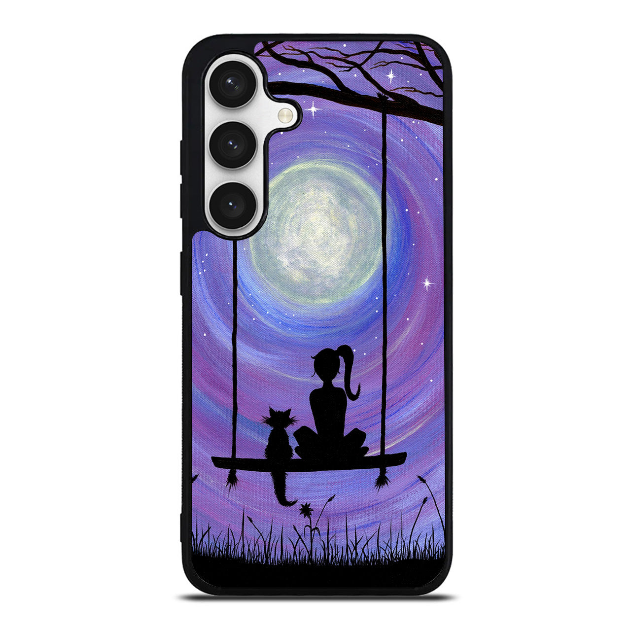 Girl Cat and Moon Samsung Galaxy S24 FE Case