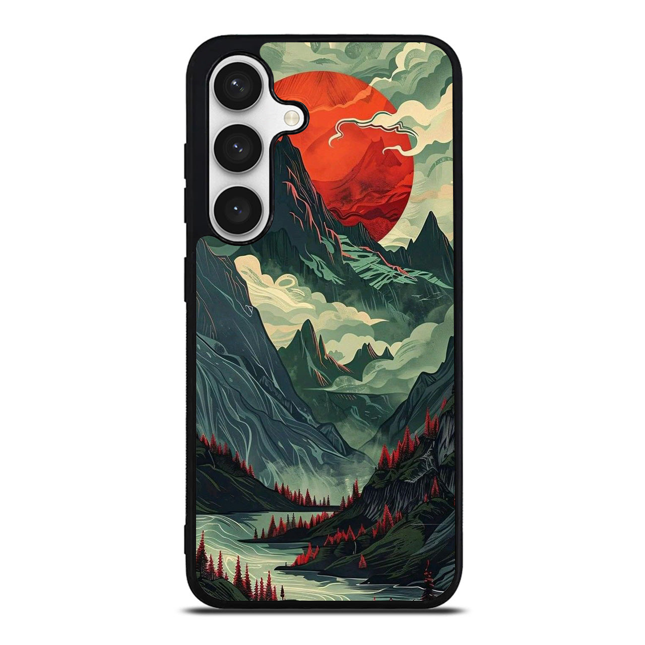 Crimson Moon Over Silent Peaks Samsung Galaxy S24 FE Case