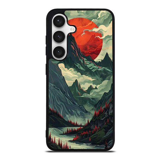 Crimson Moon Over Silent Peaks Samsung Galaxy S24 FE Case