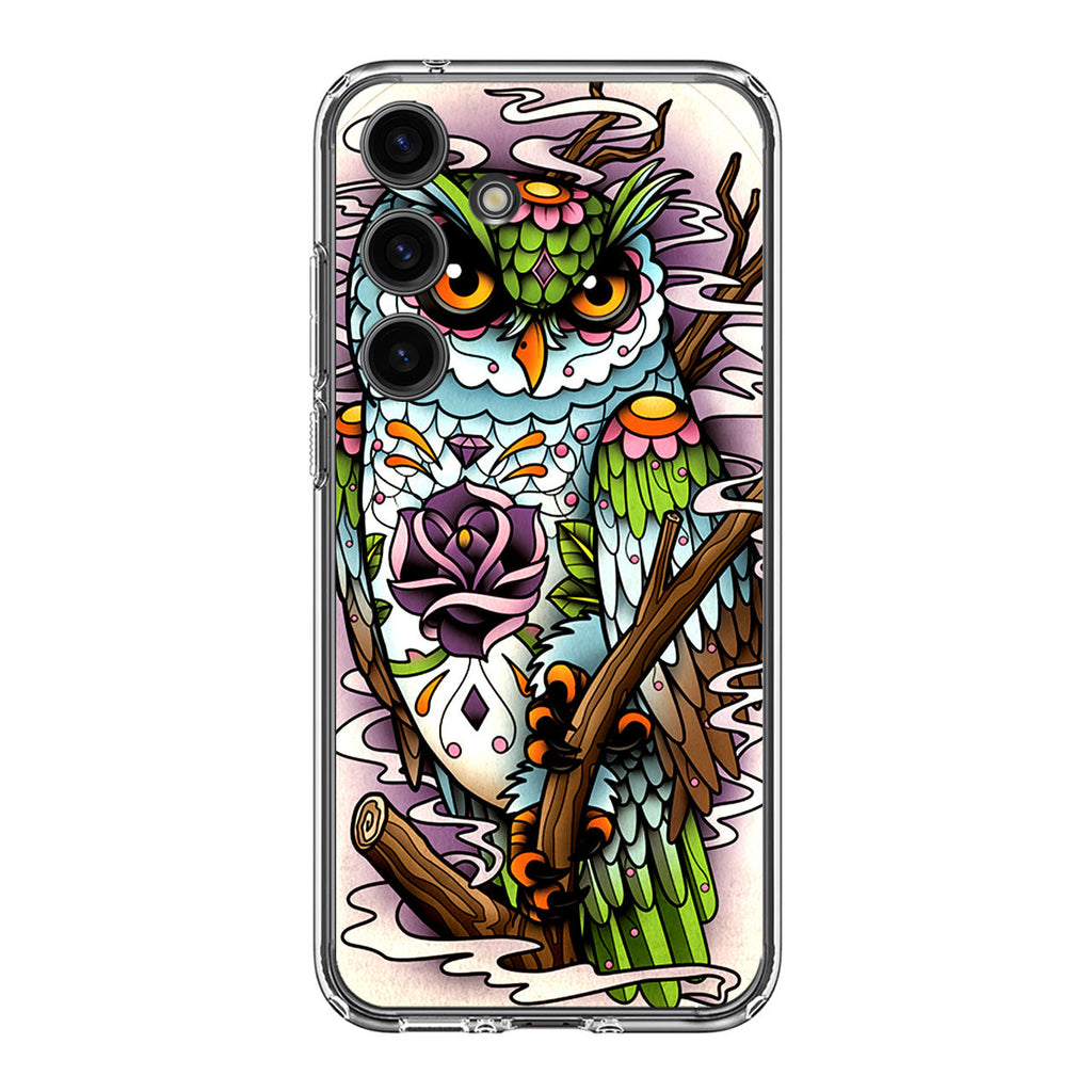 Sugar Skull Owl Tattoo Samsung Galaxy S24 FE Case