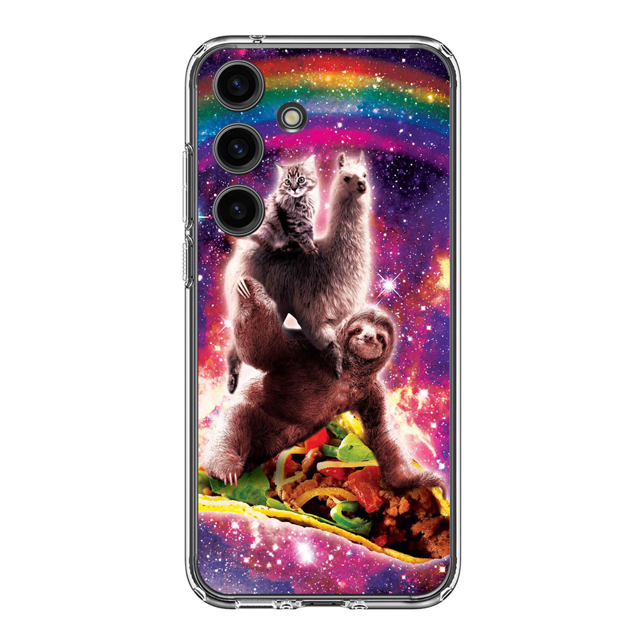 LLama Sloth And Cat Playing Together Samsung Galaxy S24 FE Case