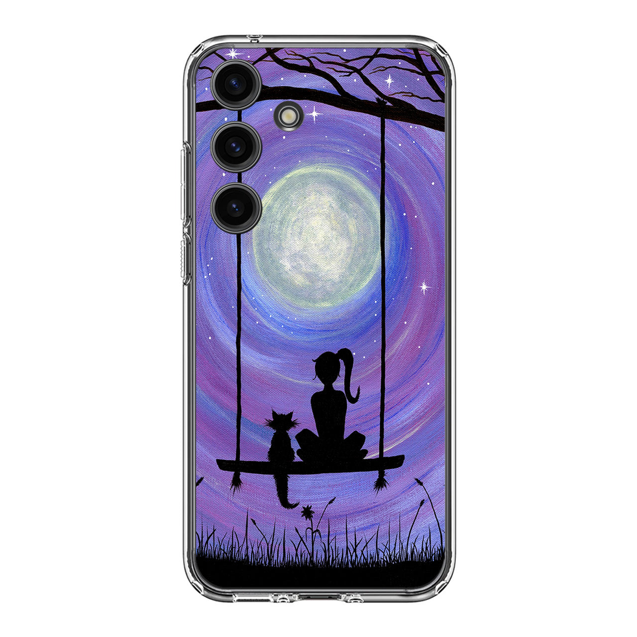 Girl Cat and Moon Samsung Galaxy S24 FE Case