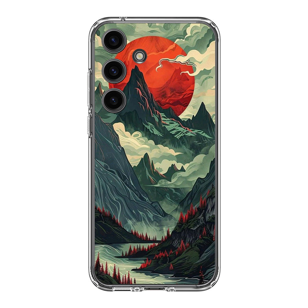 Crimson Moon Over Silent Peaks Samsung Galaxy S24 / S24 Plus Case