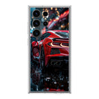 Red Sport Car in the Rain Samsung Galaxy S24 Ultra Case