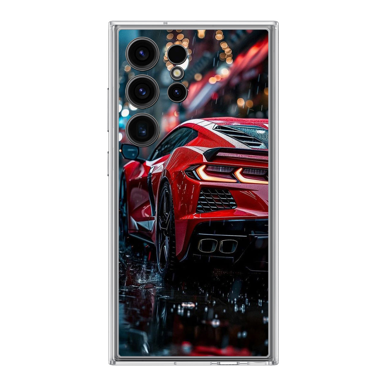 Red Sport Car in the Rain Samsung Galaxy S24 Ultra Case