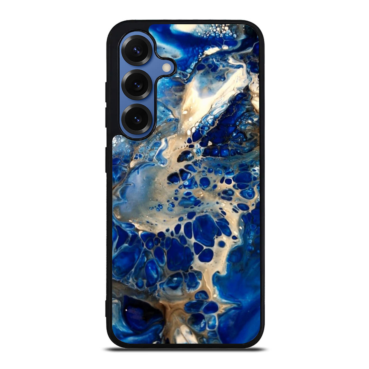 Abstract Golden Blue Paint Art Samsung Galaxy S25 / S25 Plus Case