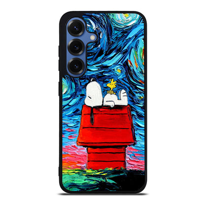 Dog Lying Under Starry Night Van Gogh Samsung Galaxy S25 / S25 Plus Case