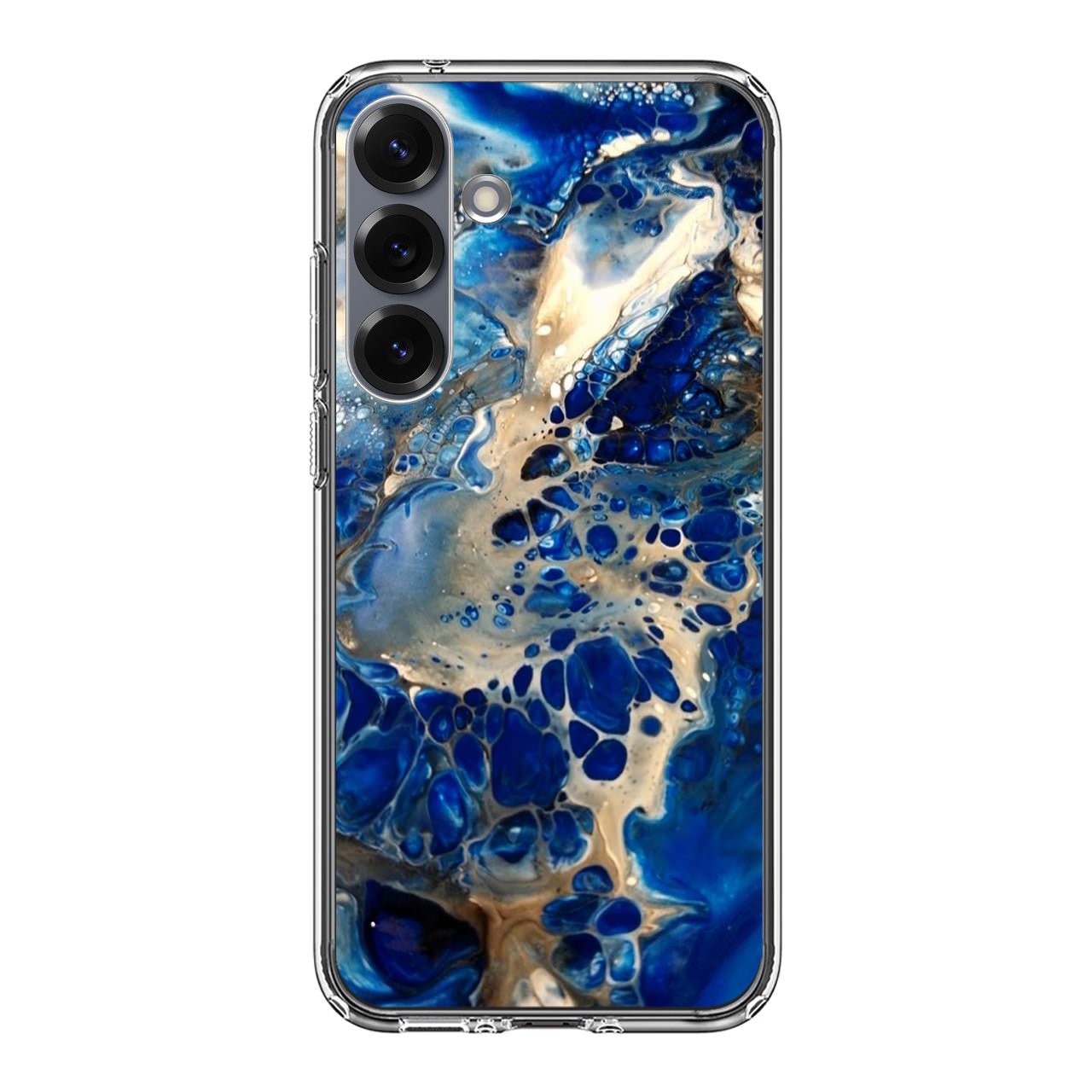 Abstract Golden Blue Paint Art Samsung Galaxy S25 / S25 Plus Case