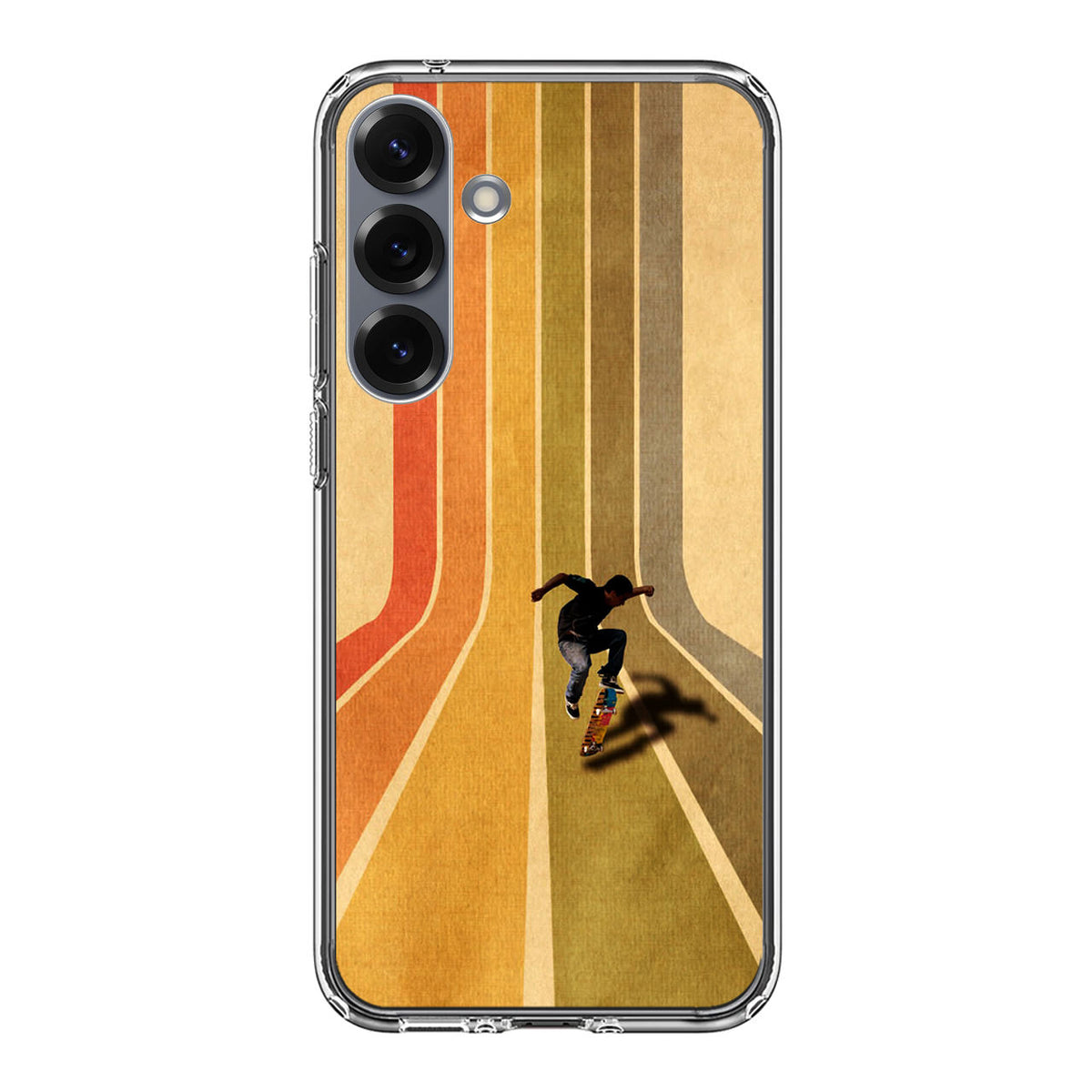 Vintage Skateboard On Colorful Stipe Samsung Galaxy S25 / S25 Plus Case