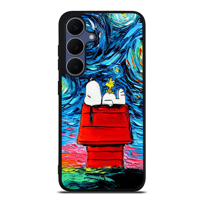 Dog Lying Under Starry Night Van Gogh Samsung Galaxy S25 FE Case