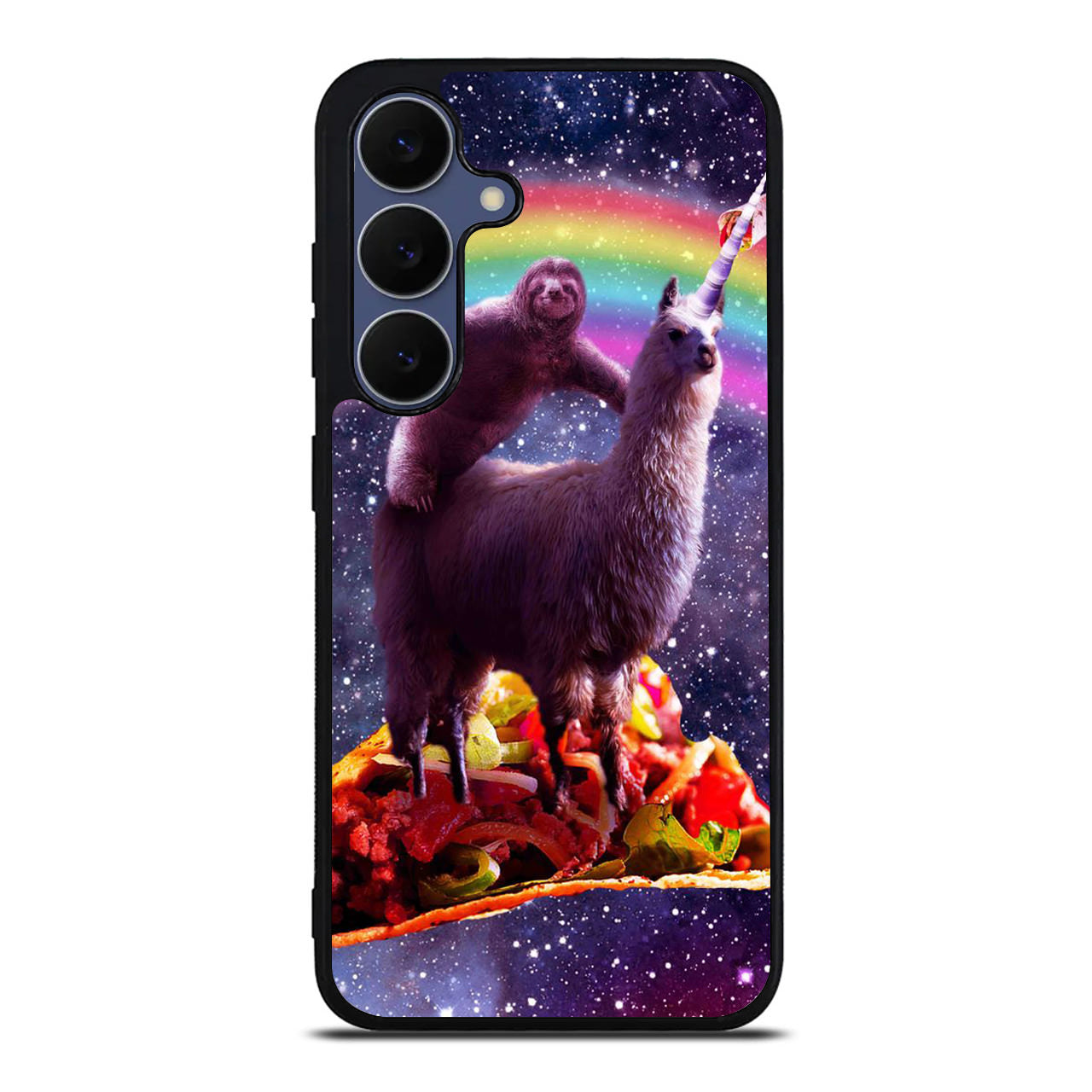 LLama And Sloth On Space Samsung Galaxy S25 FE Case