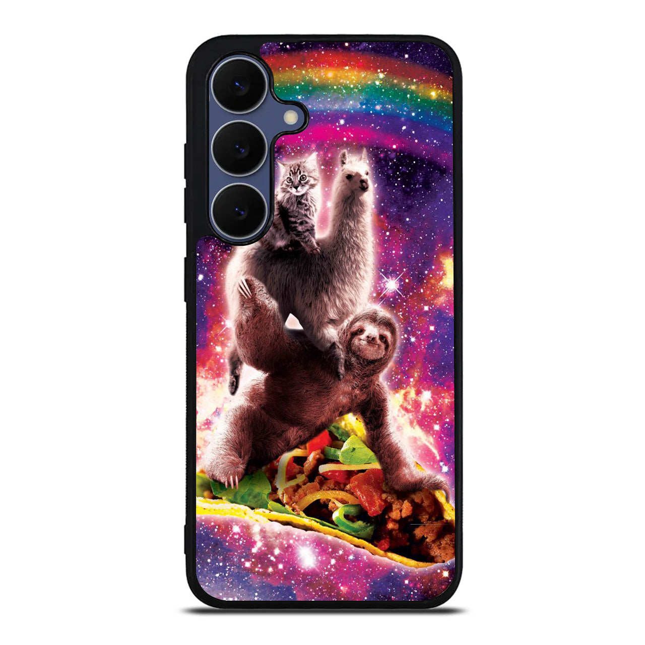 LLama Sloth And Cat Playing Together Samsung Galaxy S25 FE Case