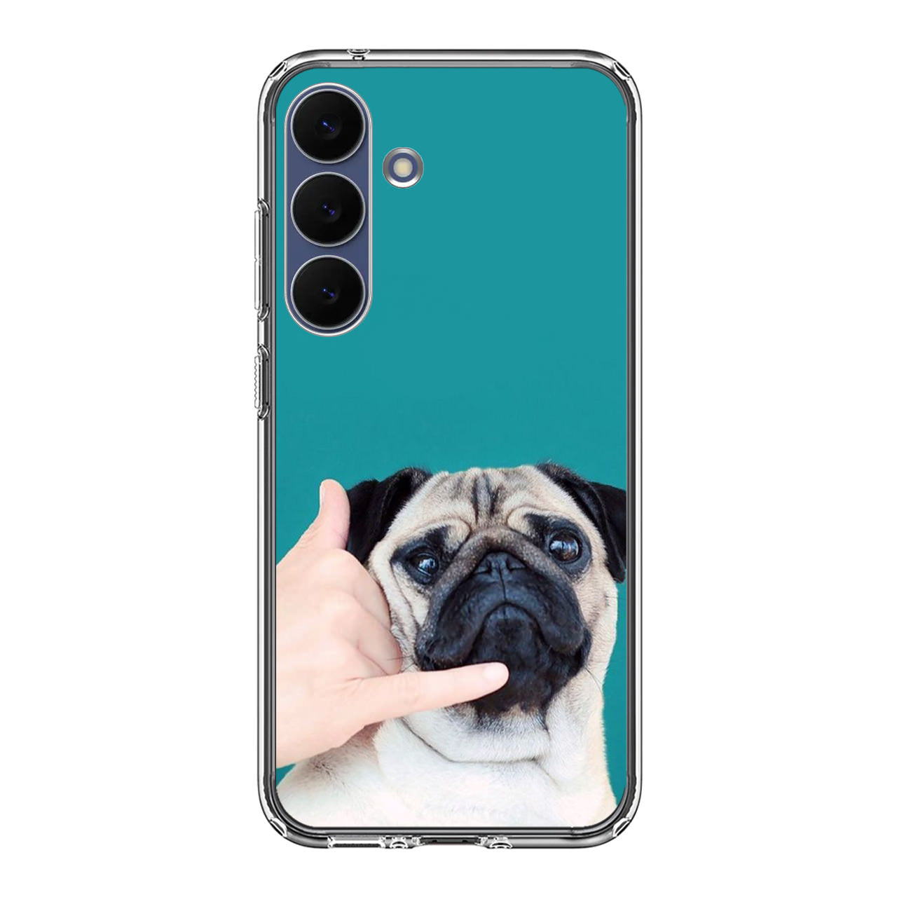 Pug is on the Phone Samsung Galaxy S25 FE Case