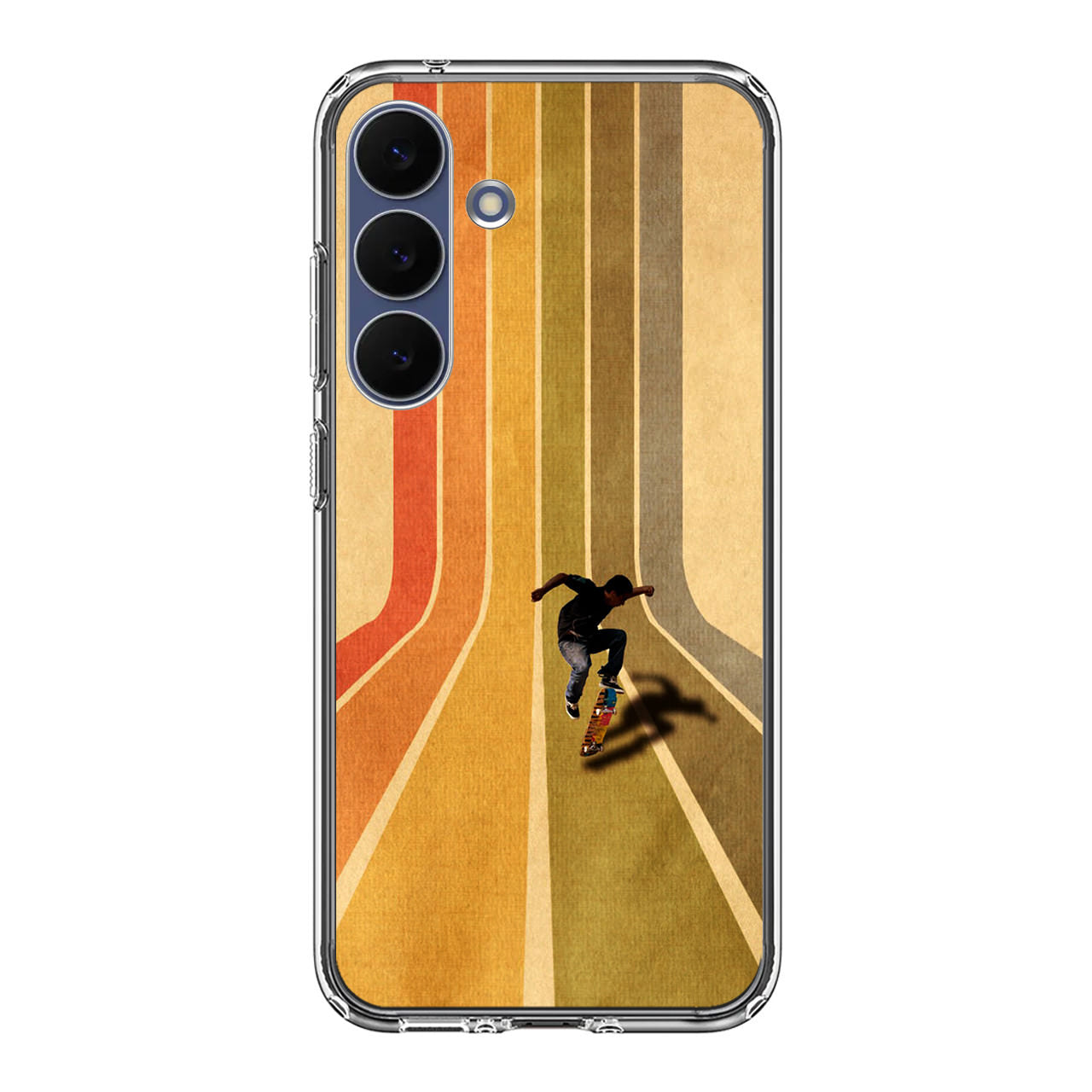 Vintage Skateboard On Colorful Stipe Runway Samsung Galaxy S25 FE Case