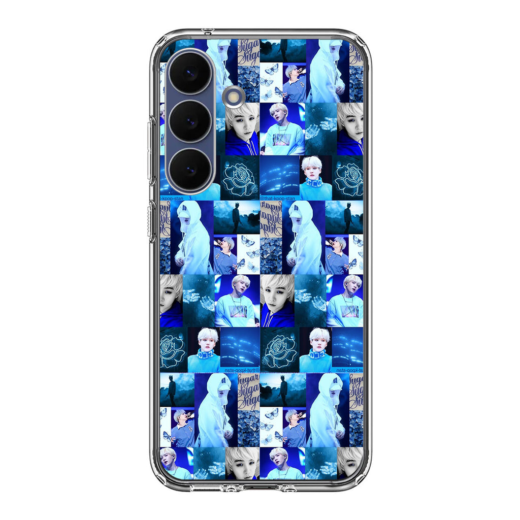 BTS Suga Blue Aesthetic Collage Samsung Galaxy S25 FE Case