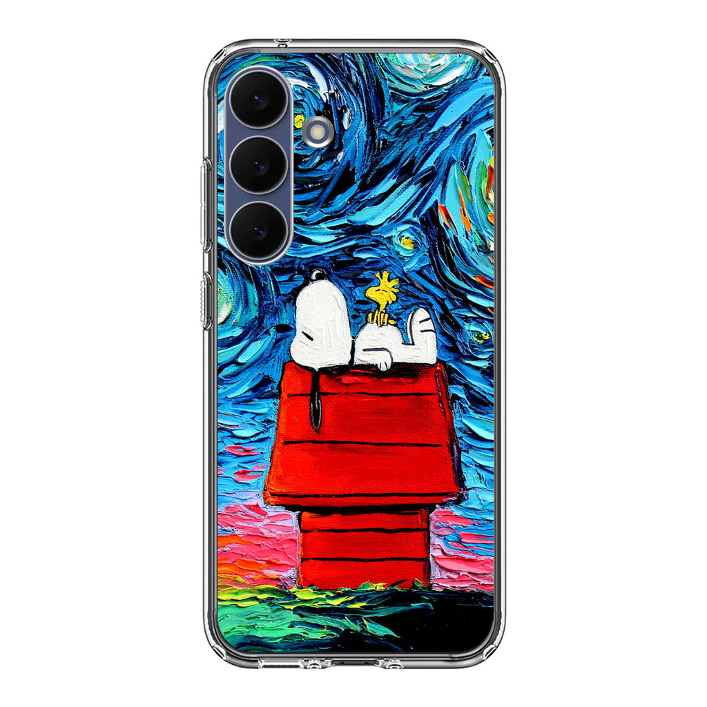 Dog Lying Under Starry Night Van Gogh Samsung Galaxy S25 FE Case