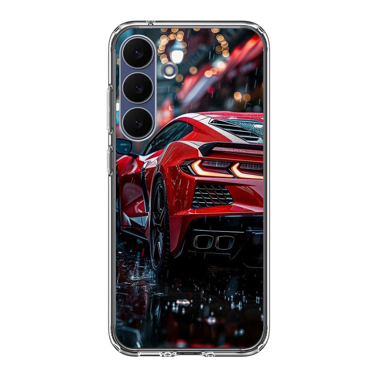 Red Sport Car in the Rain Samsung Galaxy S25 FE Case