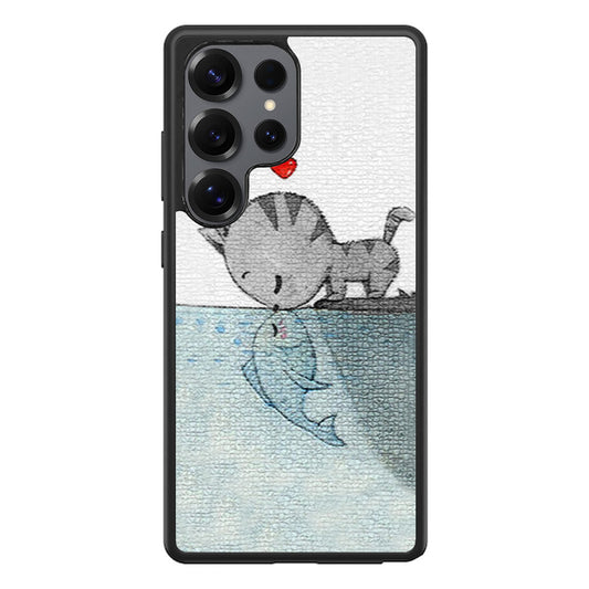 Cat Fish Kisses Samsung Galaxy S25 Ultra Case