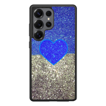 Love Glitter Blue and Grey Samsung Galaxy S25 Ultra Case