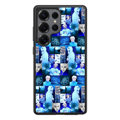 BTS Suga Blue Aesthetic Collage Samsung Galaxy S25 Ultra Case