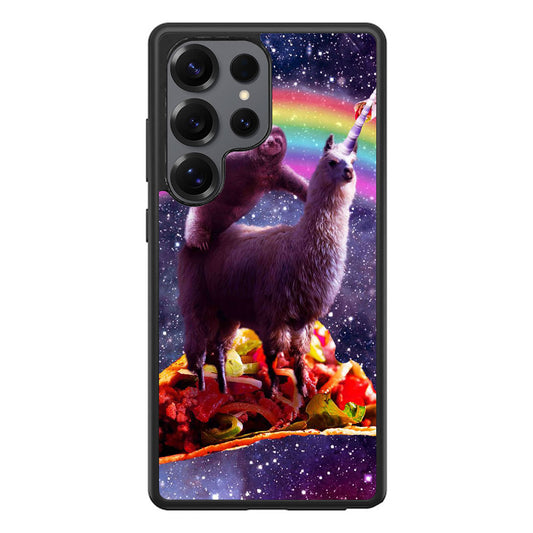 LLama And Sloth On Space Samsung Galaxy S25 Ultra Case