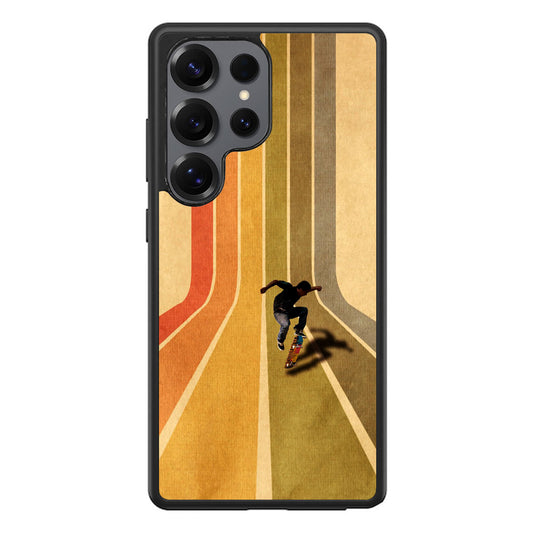 Vintage Skateboard On Colorful Stipe Samsung Galaxy S25 Ultra Case