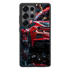 Red Sport Car in the Rain Samsung Galaxy S25 Ultra Case