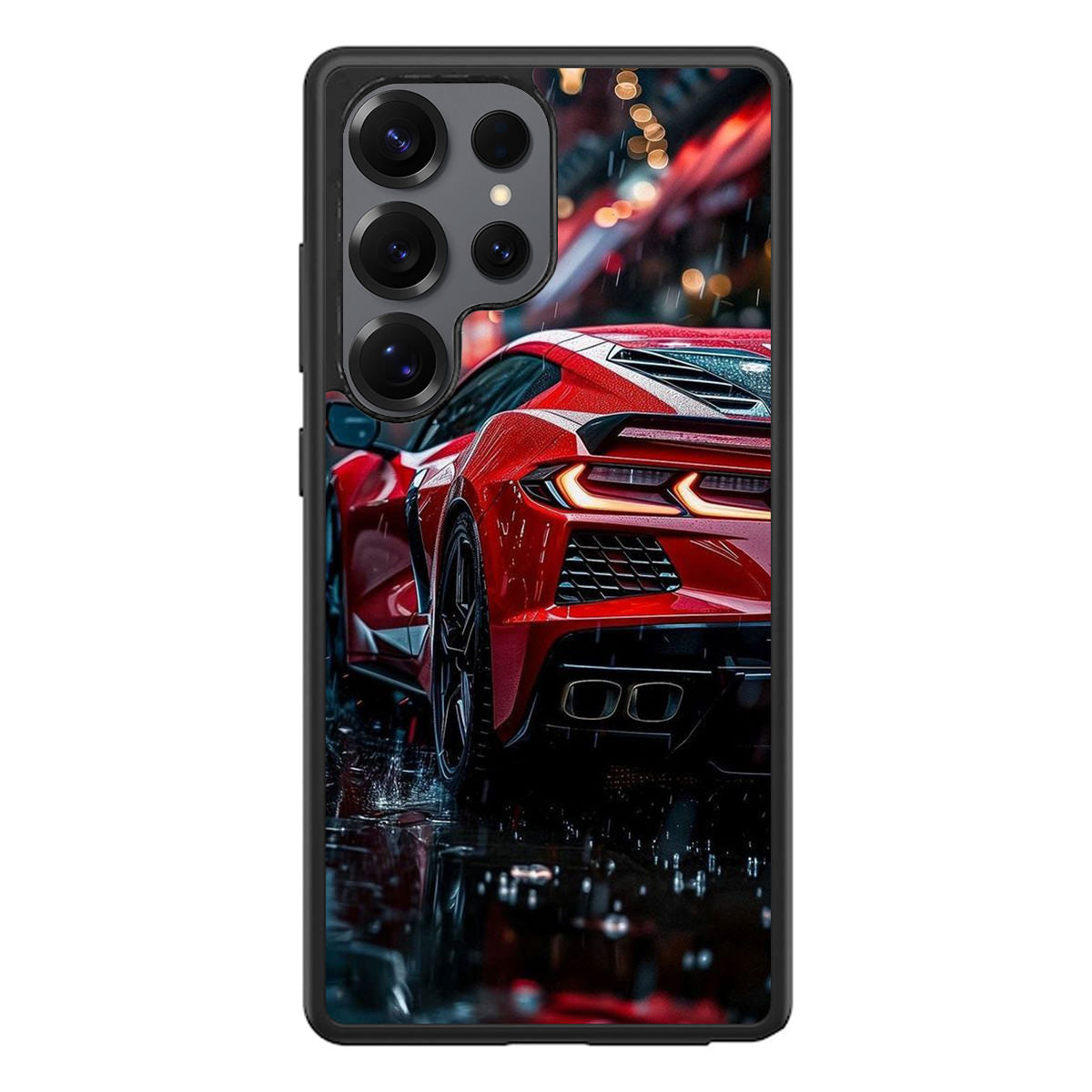 Red Sport Car in the Rain Samsung Galaxy S25 Ultra Case