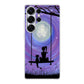 Girl Cat and Moon Samsung Galaxy S25 Ultra Case