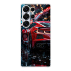 Red Sport Car in the Rain Samsung Galaxy S25 Ultra Case