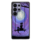 Girl Cat and Moon Samsung Galaxy S26 Ultra Case