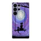 Girl Cat and Moon Samsung Galaxy S26 Ultra Case