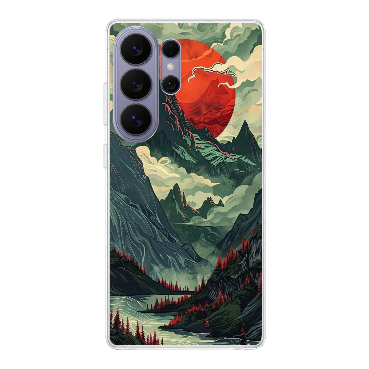 Crimson Moon Over Silent Peaks Samsung Galaxy S26 Ultra Case