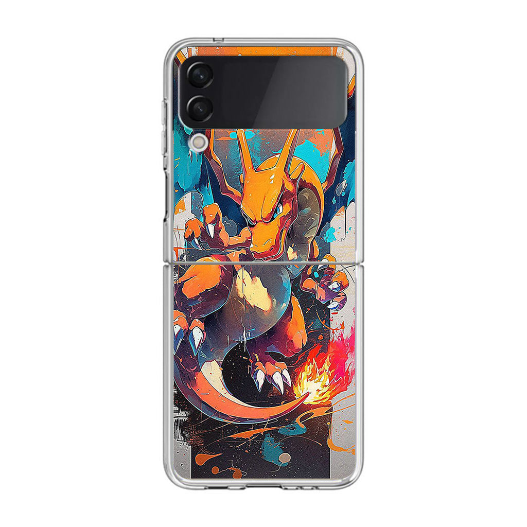 Charizard Inferno on Canvas Samsung Galaxy Z Flip 4 Case