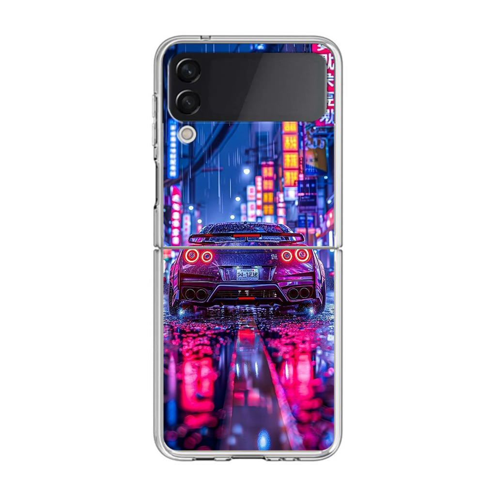 Neon Midnight Drift Tokyo Rain Samsung Galaxy Z Flip 4 Case