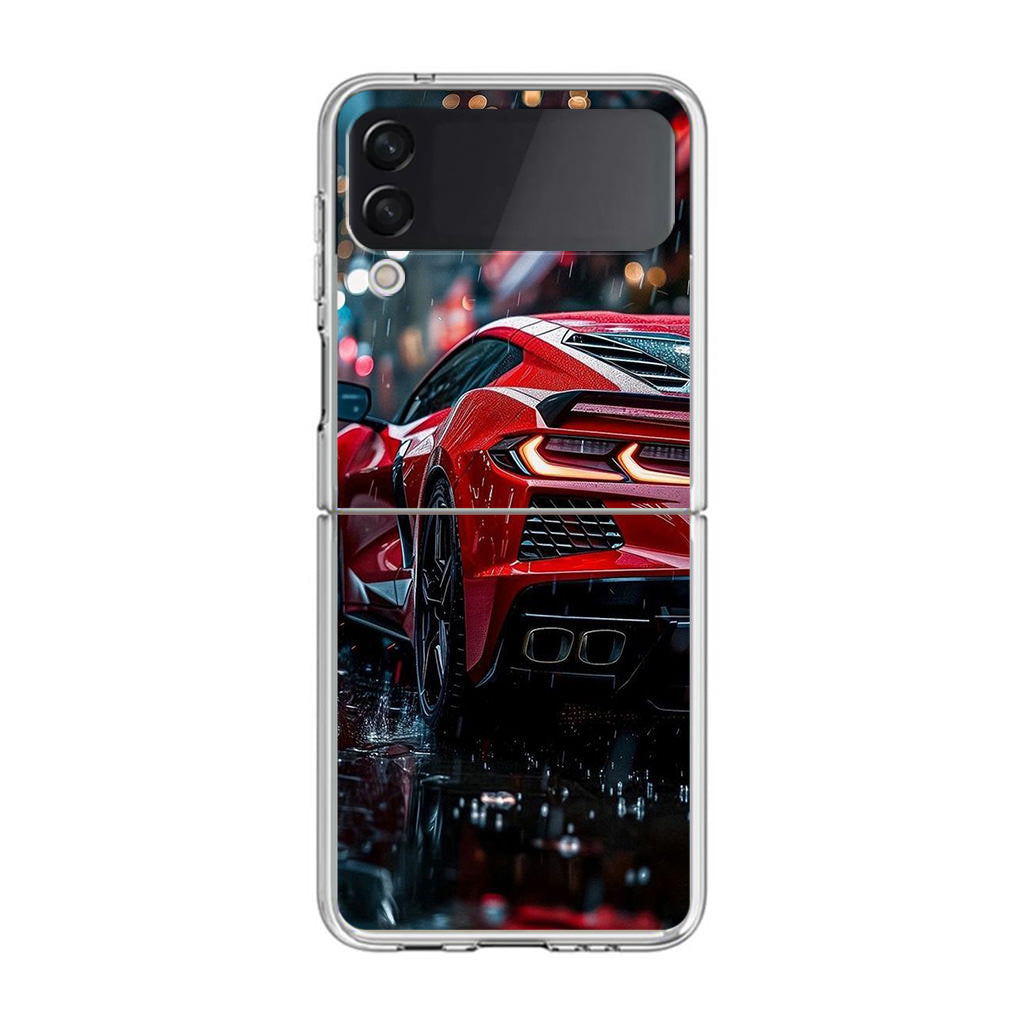 Red Sport Car in the Rain Samsung Galaxy Z Flip 3 Case