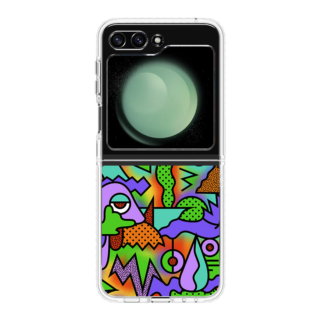 Abstract Colorful Doodle Art Samsung Galaxy Z Flip 5 Case