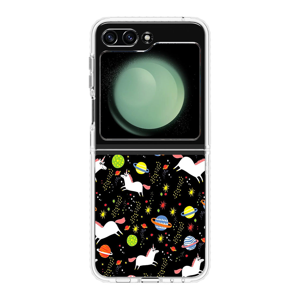 Space Unicorn Pattern Samsung Galaxy Z Flip 5 Case