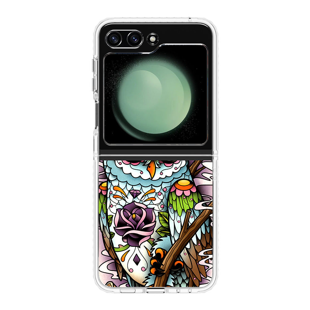 Sugar Skull Owl Tattoo Samsung Galaxy Z Flip 5 Case