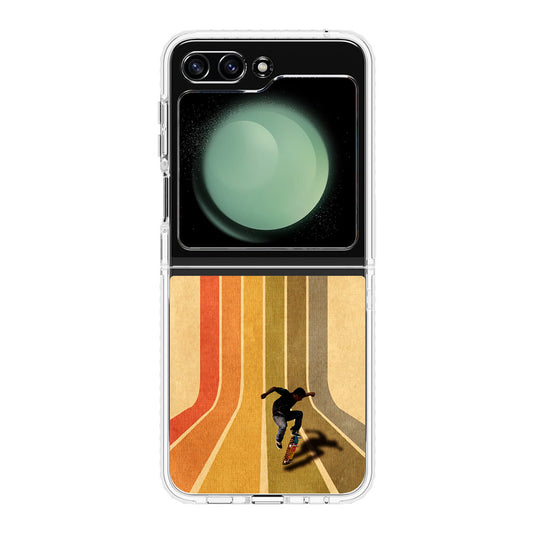 Vintage Skateboard On Colorful Stipe Runway Samsung Galaxy Z Flip 5 Case