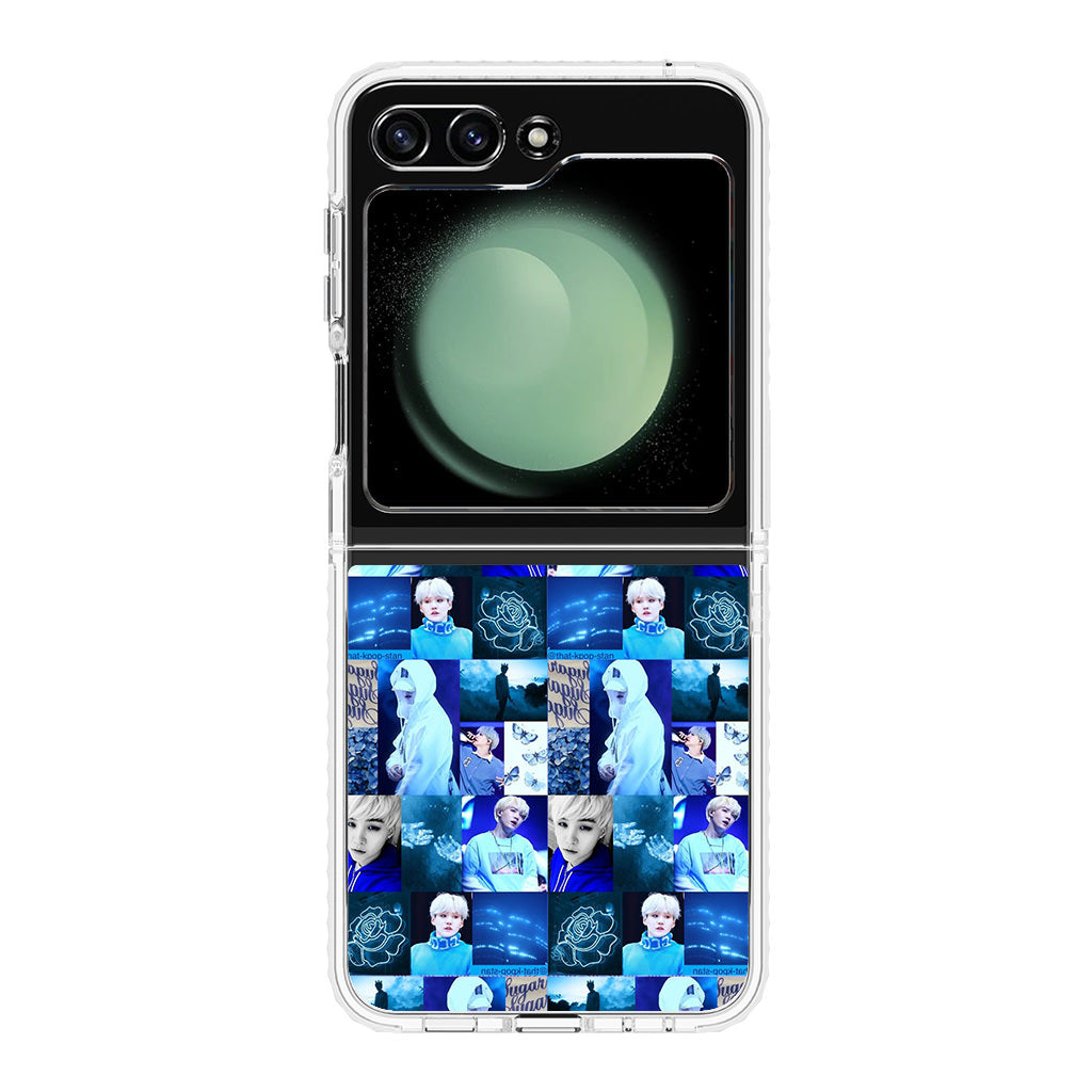 BTS Suga Blue Aesthetic Collage Samsung Galaxy Z Flip 5 Case