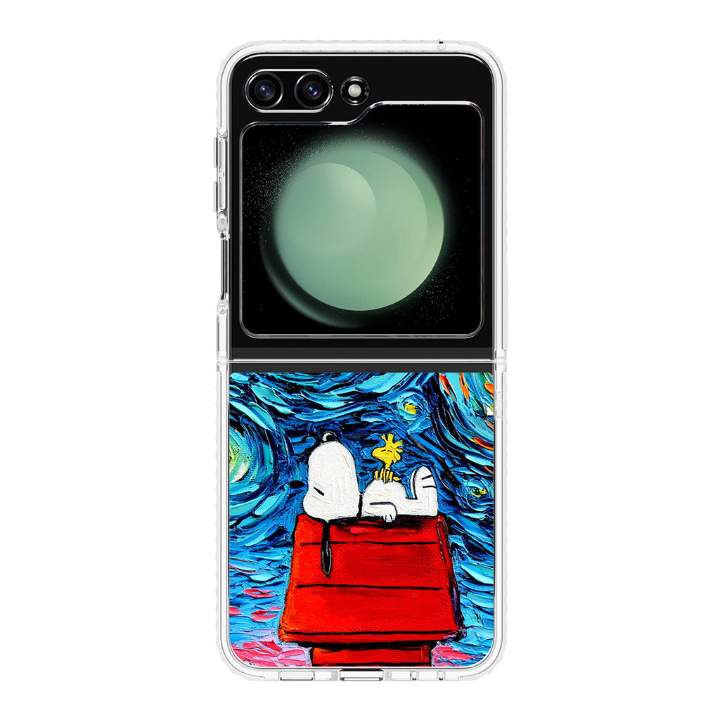 Dog Lying Under Starry Night Van Gogh Samsung Galaxy Z Flip 5 Case