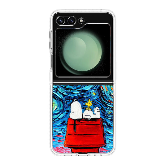 Dog Lying Under Starry Night Van Gogh Samsung Galaxy Z Flip 5 Case