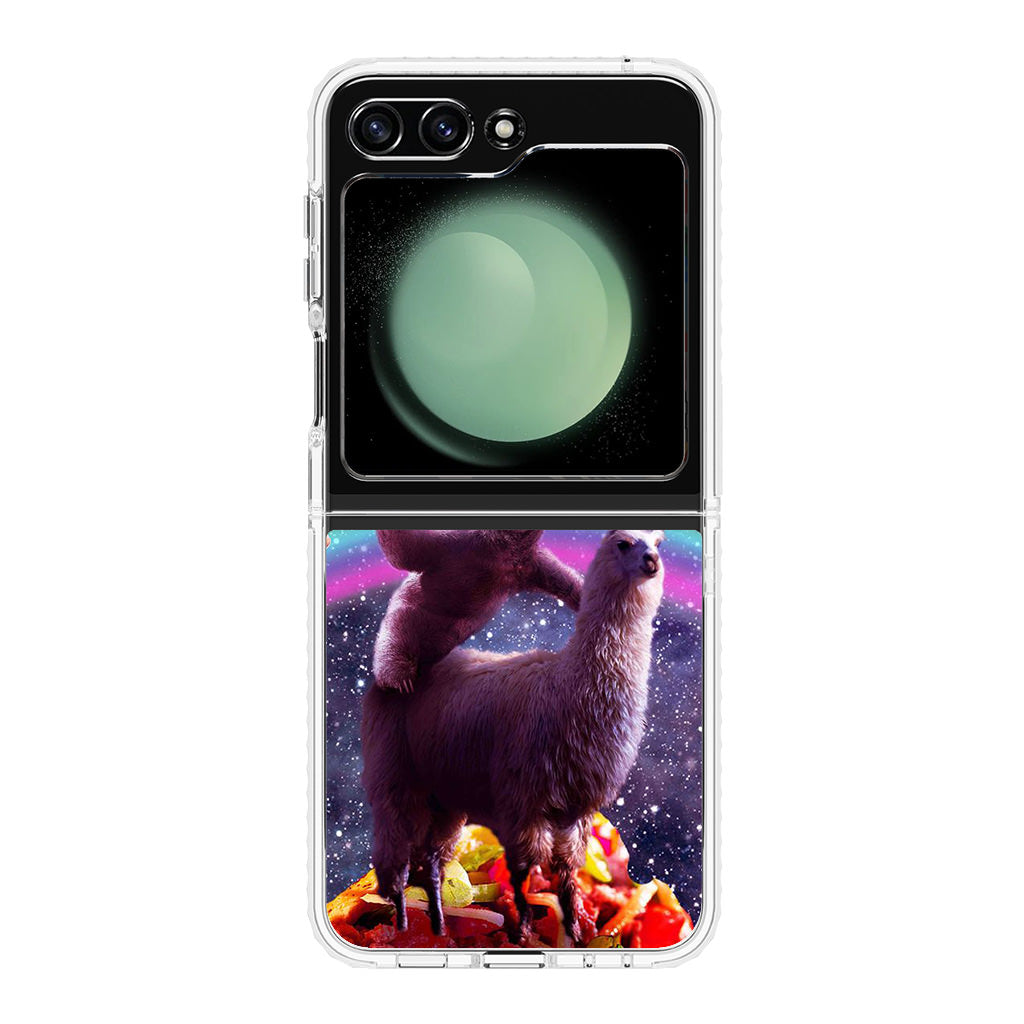 LLama And Sloth On Space Samsung Galaxy Z Flip 5 Case